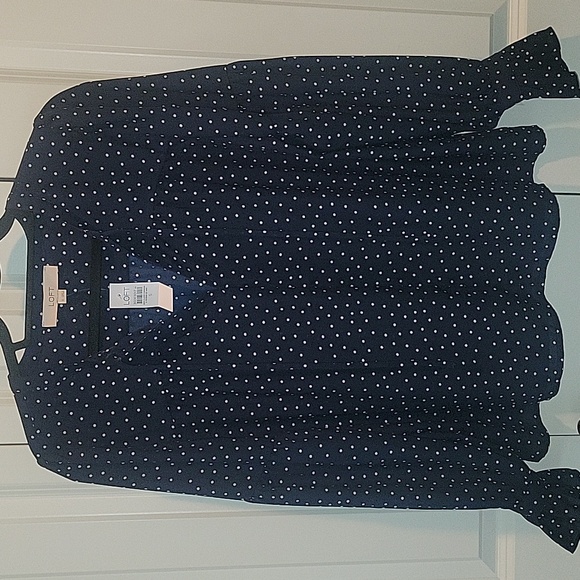 Loft Dotted Ruffle Cuff BlouseDotted Ruffle Cuff Blouse - Picture 4 of 6